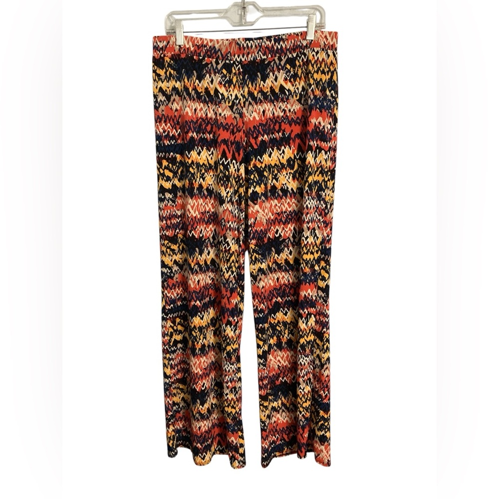 Peck & Peck Colorful Abstract Wide Leg Pants Size L